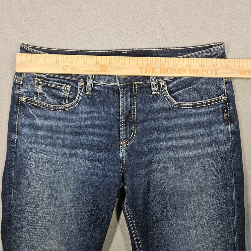 Silver Jeans Womens 31 Blue Stretch Suki Capri Crop Jeans Patriotic Flag USA - Picture 7 of 11